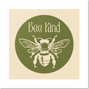 Bee Kind in Mossy Green Posters and Art